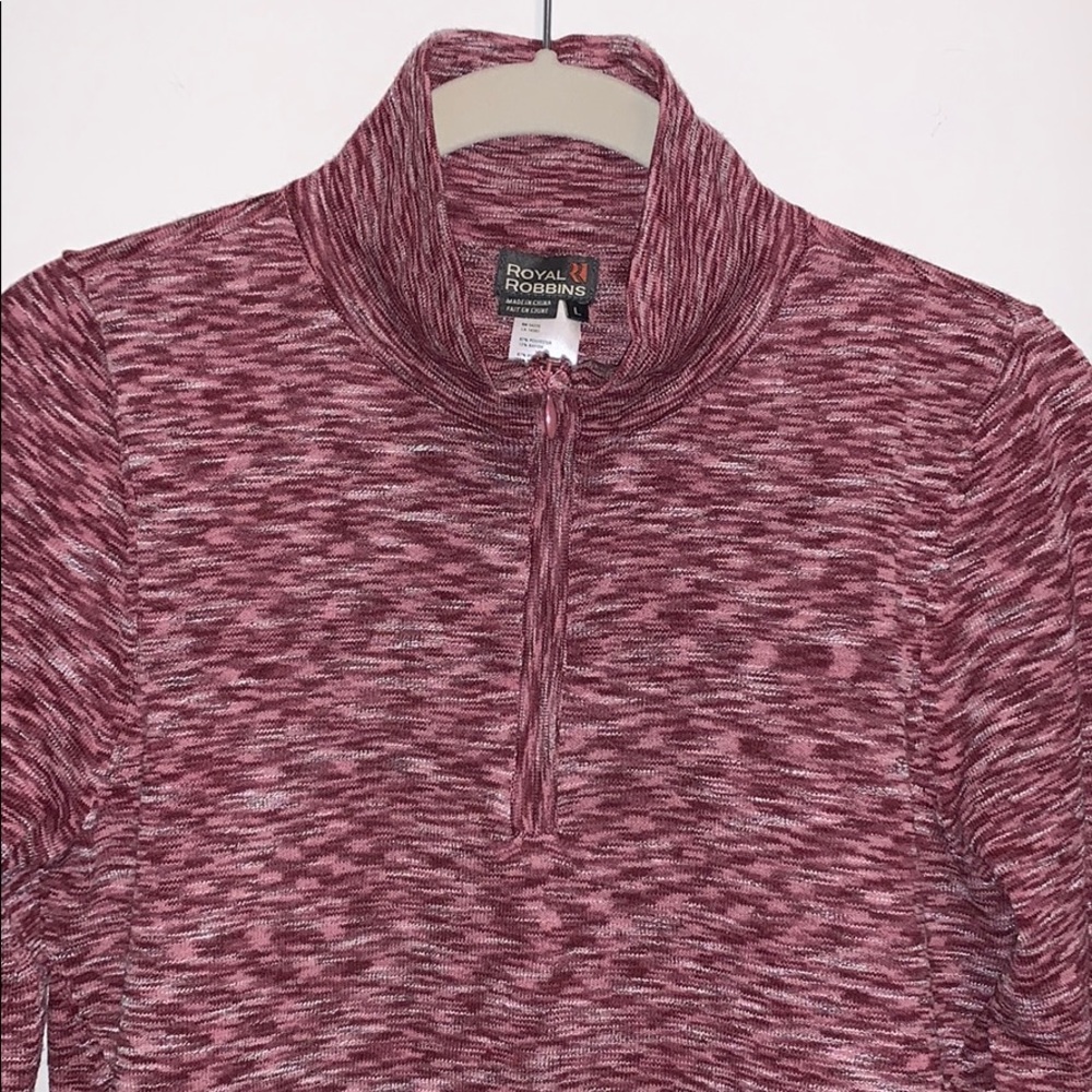 Royal Robbins Zip mock turtle plum space dye top
